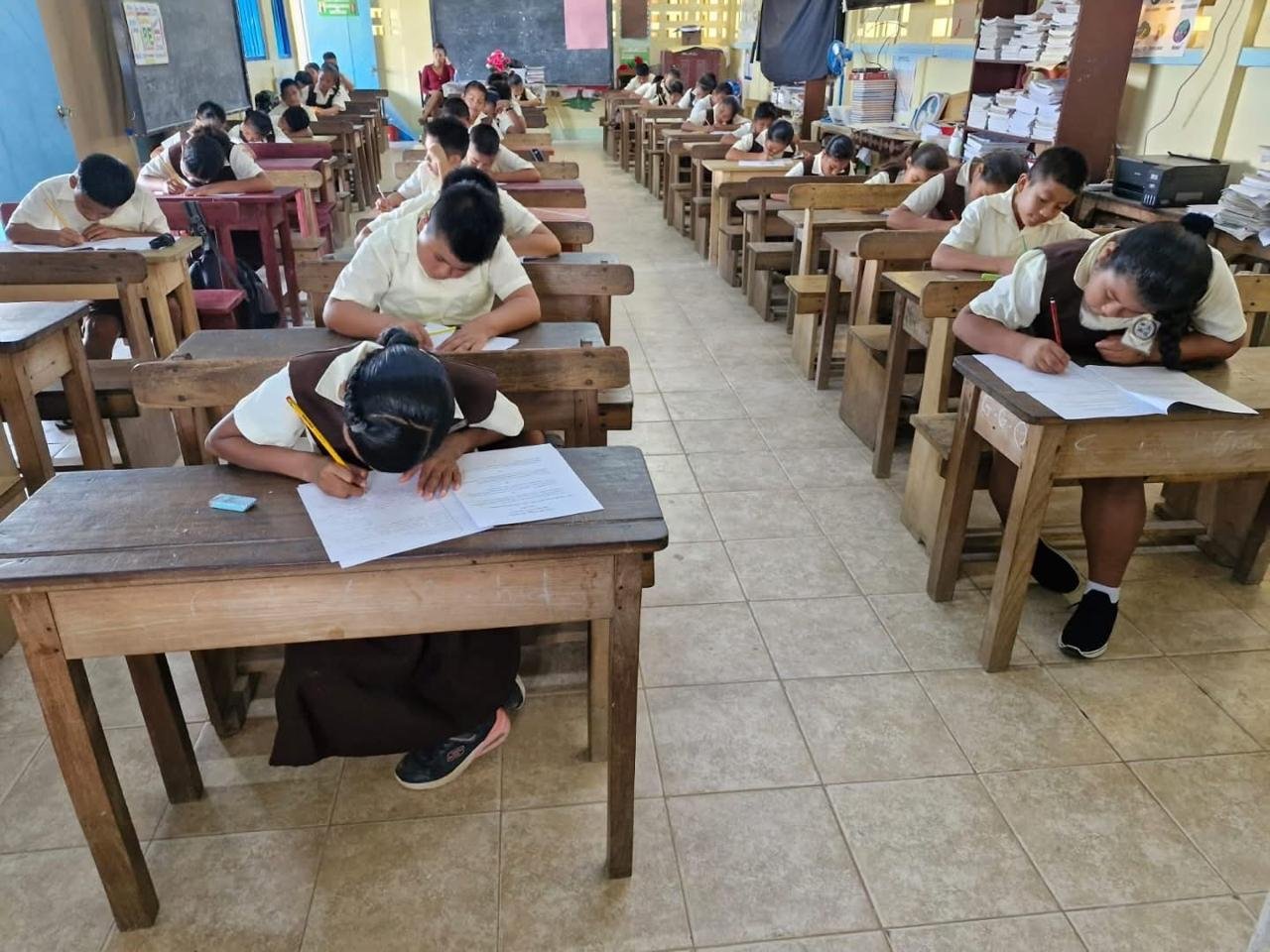 Paramakatoi Primary School Grade Six pupils writing their NGSA Mock Exams