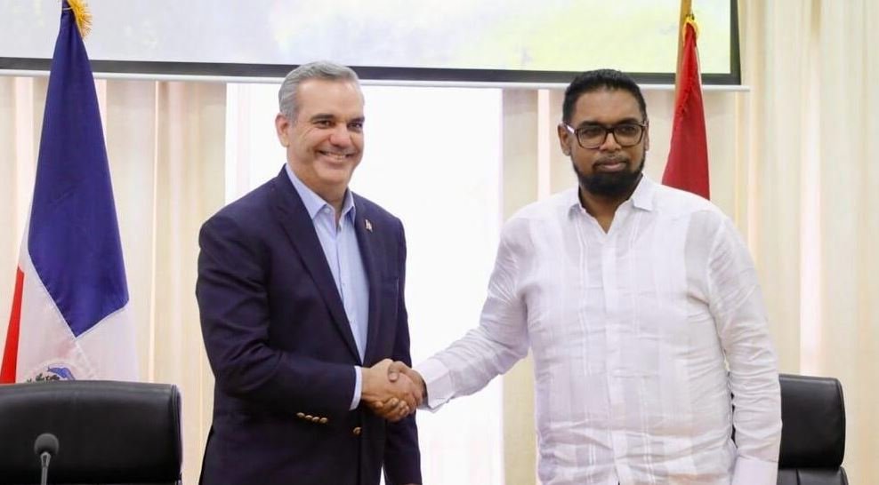 President of the Dominican Republic, Luis Abinader with President Dr. Mohamed Irfaan Ali