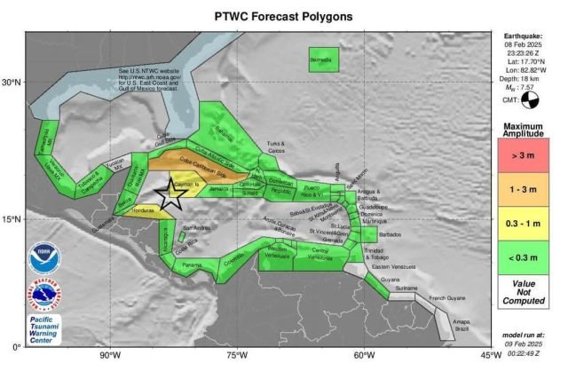 Guyana on alert following 7.6 magnitude earthquake southwest of Cayman Islands