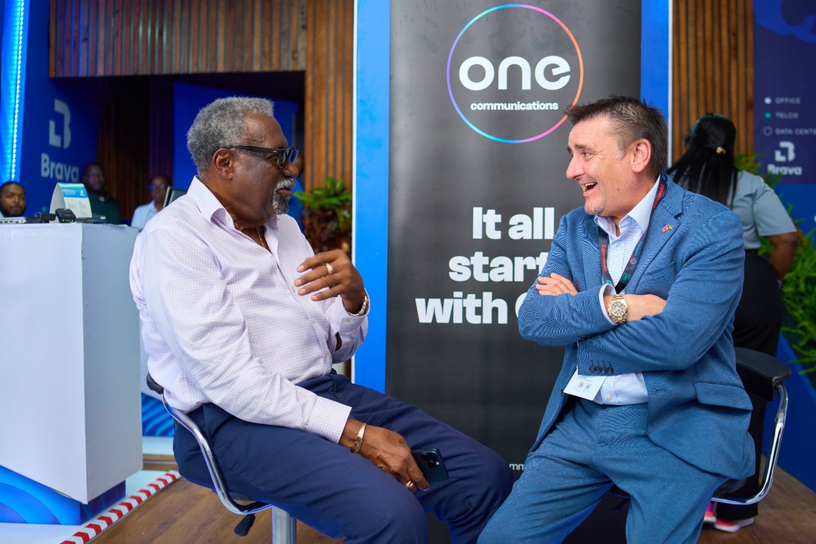 Legendary Guyanese cricketer, Sir Clive Lloyd, and Deputy CEO of One Communications, Richard Stanton