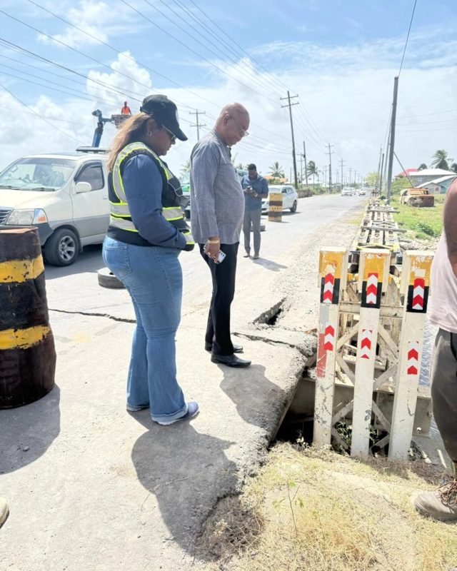Public Works Minister Juan Edghill on the scene