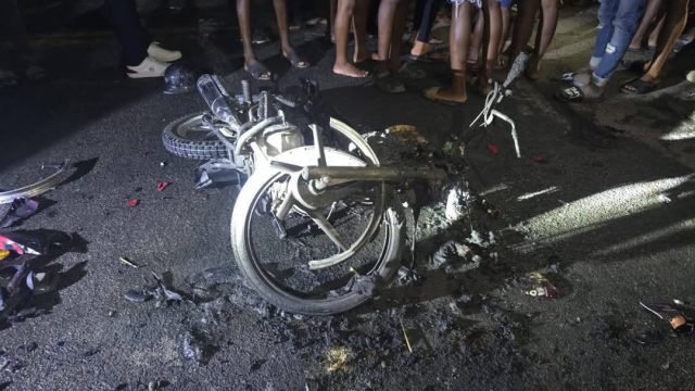 The motorcycle involved in the accident
