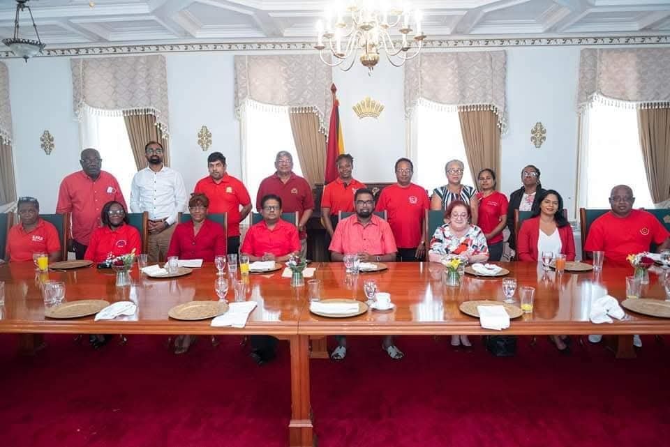 President Ali and Cabinet members with union leaders