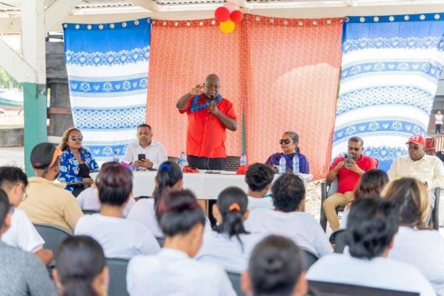 Prime Minister Phillips addresses the residents and farmers