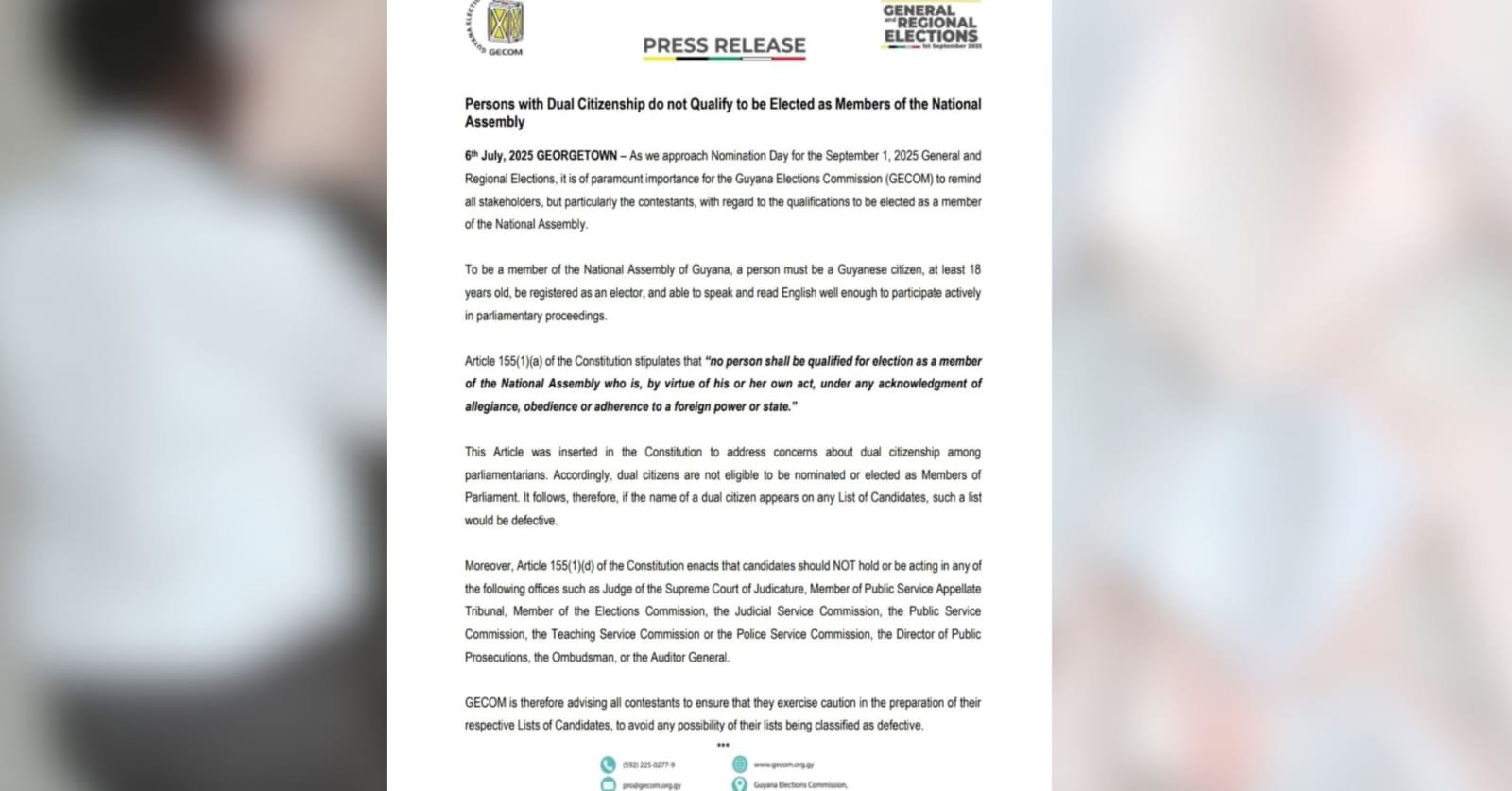 GECOM press release