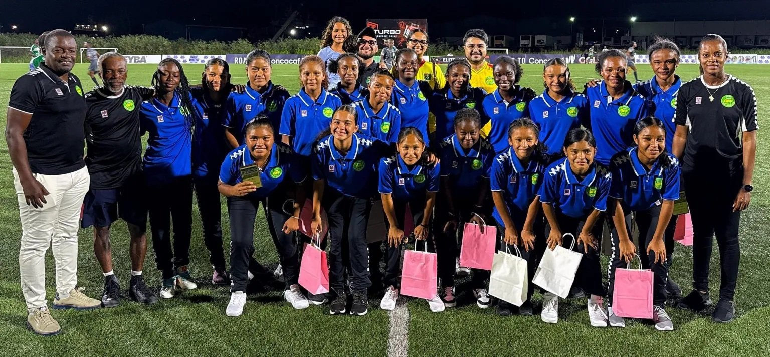 The U-14 Lady Jags following their return to Guyana