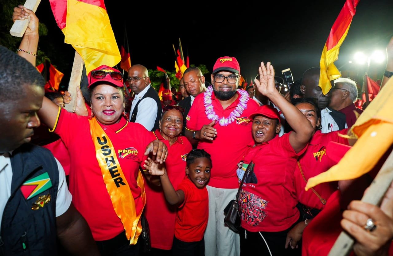 Presidnet Ali with supporters at the rally last evening