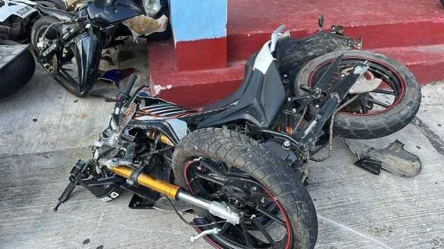 The motorcycle involved in the accident