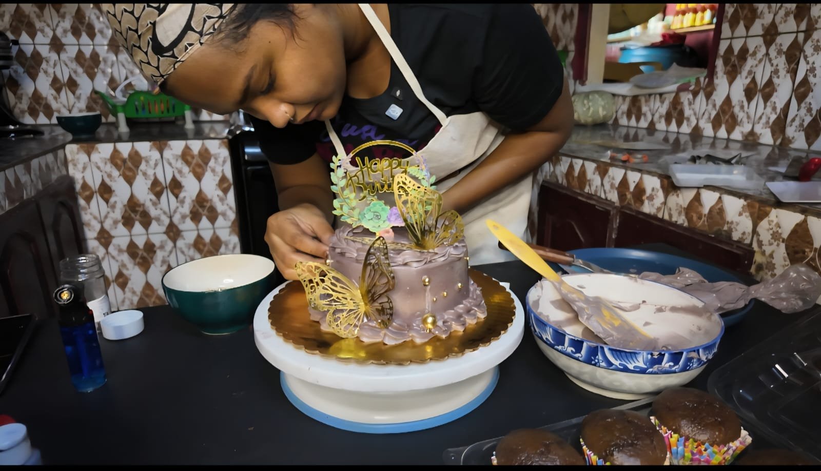 Devishti Sukhan applying finishing touches