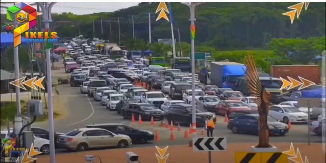 Traffic on the Bharrat Jagdeo River Bridge