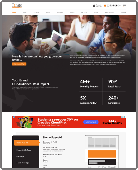 Advertise Page Top Ad
