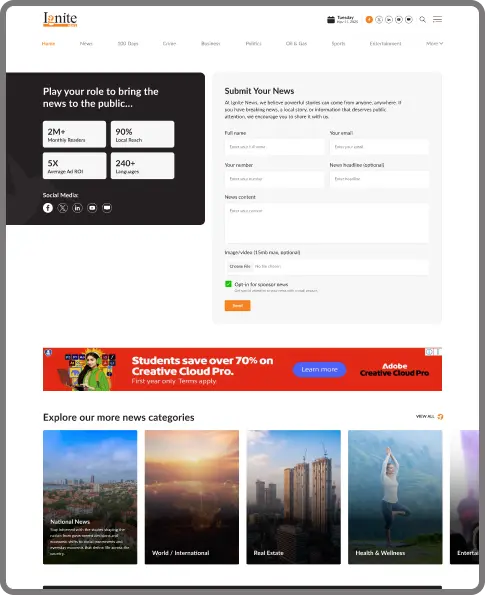 Submit News Page Ad