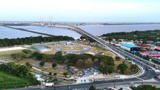 An overhead view of the Guyana-China Friendship Park